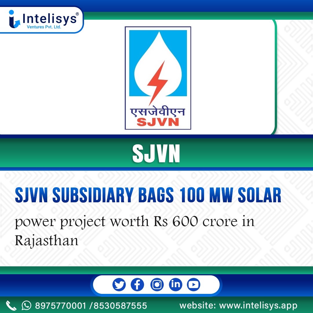 IntelisysT's tweet photo. SJVN subsidiary bags 100 mw solar power project worth Rs 600 crore in Rajasthan 
.
#svjn #subsidary #project #rajasthan #solarpower #growthanddevelopment #dailynews #dailynewsupdates #dailymarketupdate #newsupdates #marketnews #marketupdates #stockmarketindia #dailyposts https://t.co/y7elf5IMeL