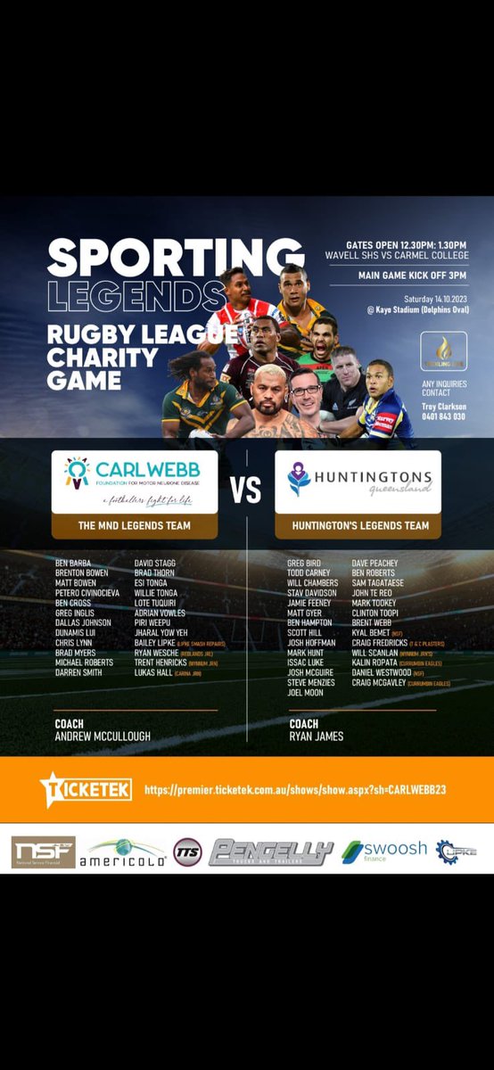 Looking forward to having a run tomorrow with these legends 
premier.ticketek.com.au/shows/show.asp…
Carl Webb foundation