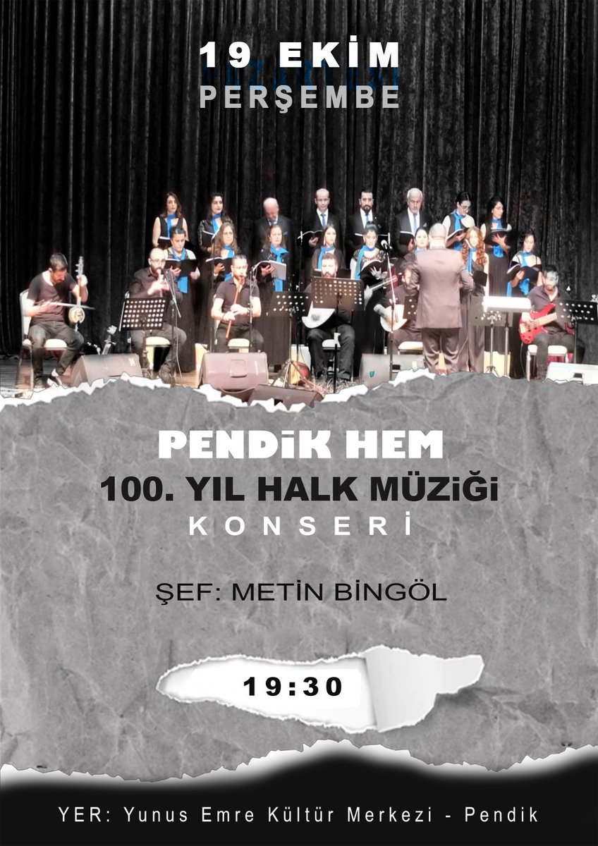 Cumhuriyetimizin 100. yılında Pendik Halk Eğitimi Merkezi 100.yıl Halk Müziği konserimize tüm vatandaşlarımız davetlidir.