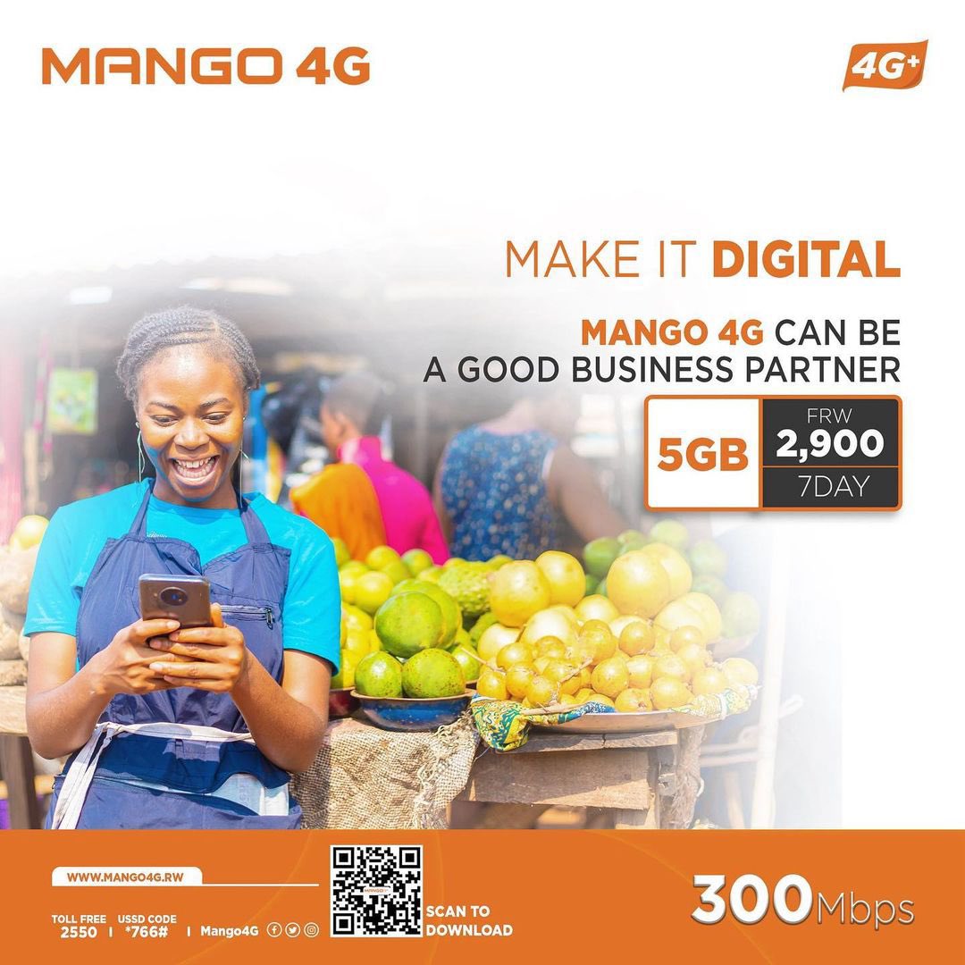 harerimana_tito's tweet image. Akazi kawe karushaho kugenda neza iyo uhisemo umufatanyabikorwa wizewe Internet ya @Mango4G, karihuta kandi ukagera ku musaruro mwinshi n’inyungu ikiyongera.

Igihe niki, kanda *766# ugure ipaki ikunogeye ubundi akazi kawe kagende neza. 

#IyatseNaMango4G 
#Truly4GNetwork