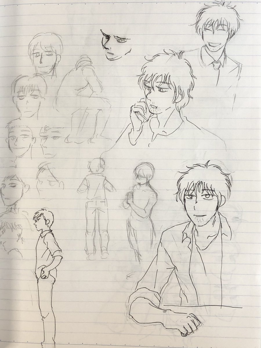 三つ編み娘書いてた頃の絵が出てきた。4枚目のは台詞推敲してできた3パターン。