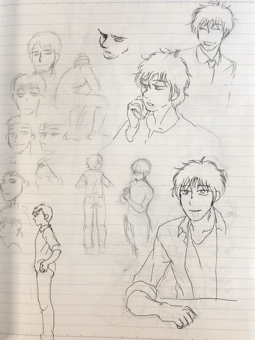 三つ編み娘書いてた頃の絵が出てきた。4枚目のは台詞推敲してできた3パターン。