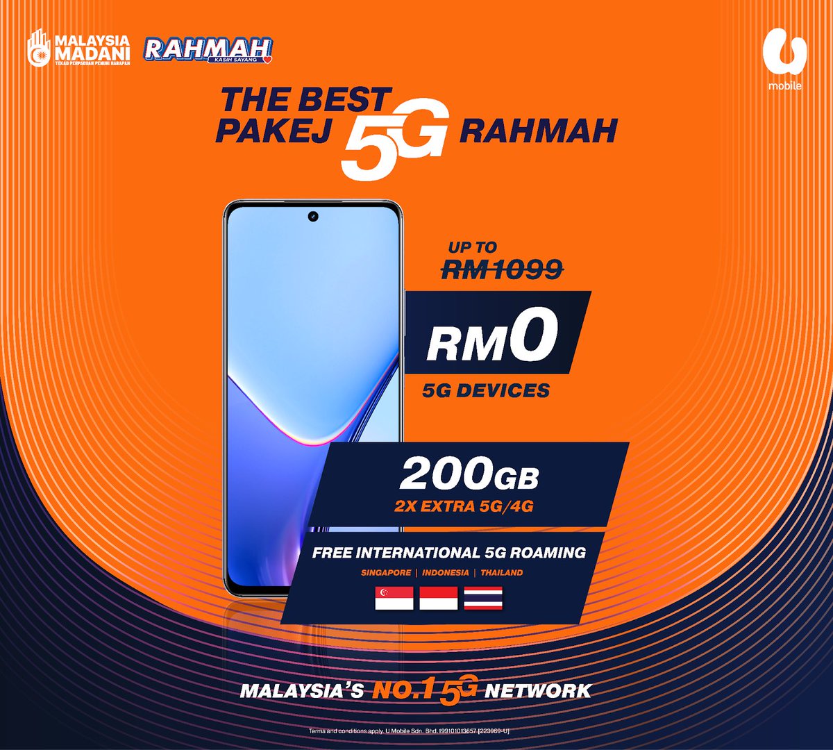 XavierNaxa's tweet photo. U Mobile kembali lagi dengan penawaran Pakej 5G Terpaling Rahmah. 

Pakej ini menawarkan pelan bulanan yang menarik beserta peranti 5G terpilih dengan bayaran bulanan serendah RM54.58. https://t.co/qdjh1dML04