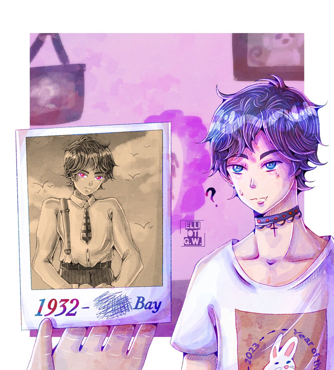Elliot__GW's tweet photo. 🥀 #inktober2023 Day 12: Vampire 🥀
Something is wrong with the photo 
.
#Inktober #art #ArtistOnTwitter #originalcharacter #AnimeArt #digitalart #ibispaint https://t.co/oeB3uyA9En