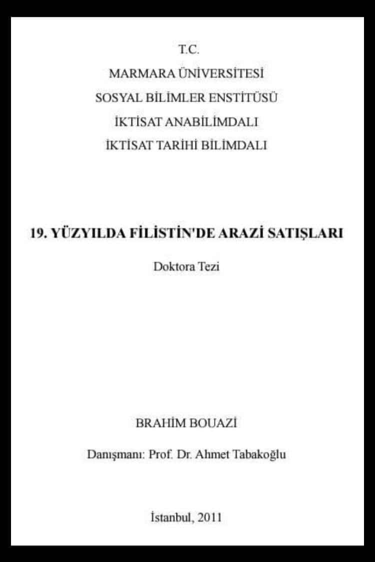VAKT-I ZAMANINDA FİLİSTİNİLİLER YAHUDİLERE NE KADAR TOPRAK SATTI?
Marmara Üniversitesi'nde bu konuda hazırlanan bir doktora tezi bir şehir efsanesine son veriyor:

"Filistin topraklarının yüzde sekseni mirî '(devlete ait) arazi, yüzde yirmi kadarı da özel mülk olan arazilerdir.
