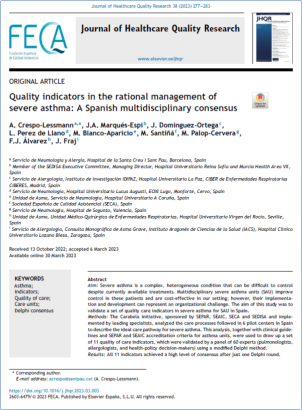 JHealthQualityR's tweet photo. 📰 Indicadores de calidad en el manejo eficaz del asma grave: un consenso multidisciplinar español
✏️Original en el @JHealthQualityR #RevistaSECA #JHQR
👉 https://t.co/TbG58VlRZp
✅#CalidadAsistencial #Asma #UAG #Indicadores #UnidadesAsistenciales #ConsensoDelphi https://t.co/fz8NP4zzpa