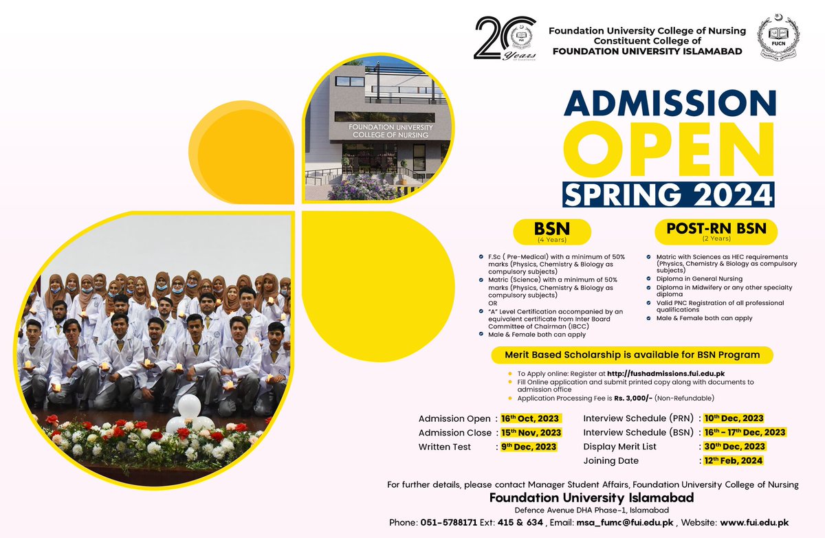 fuislamabad's tweet image. #AdmissionsOpen #FUCN #FUSH #FUI #FoundationUniversity