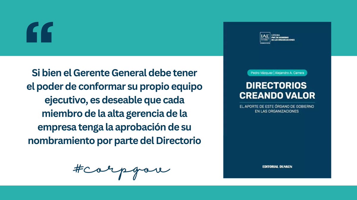 La elección y supervisión del Gerente General y la Alta Gerencia es una tarea fundamental del Directorio

acortar.link/J9MLAs

<a href="/infobae/">infobae</a> <a href="/CorpGovIAE/">Cátedra PwC de Gobierno de las organizaciones IAE</a> <a href="/IAE_Austral/">IAE Business School</a>
#CorpGov #Gobernanza #JuntaDirectiva
 #GerenciaGeneral