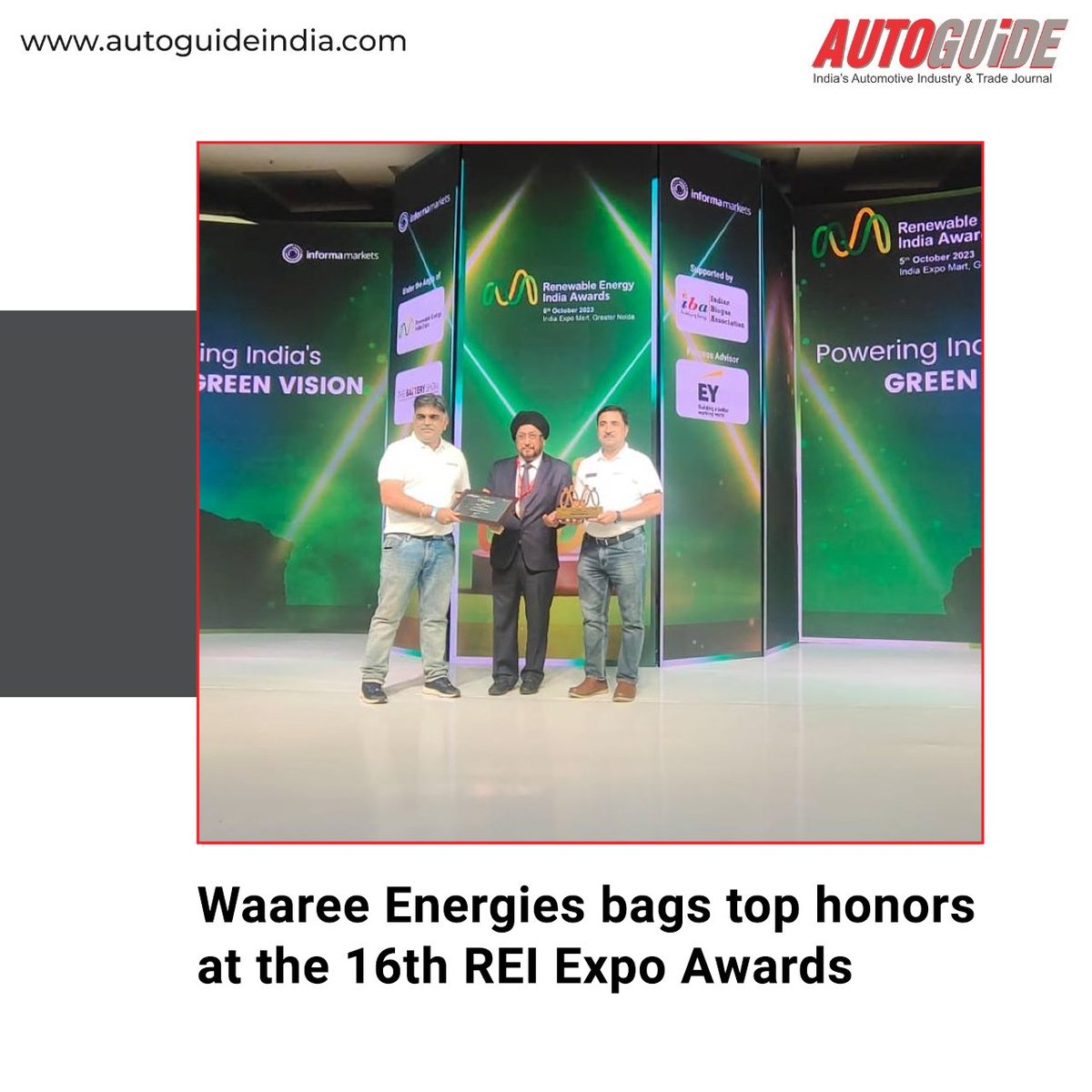 autoguideindia.com/awards-milesto…
The company has been awarded both the 'REI Company of the Year' and the 'REI Jury Recognition Leadership in Solar Manufacturing' Awards.  #WaareeEnergies #REIAward #SolarManufacturing #Award