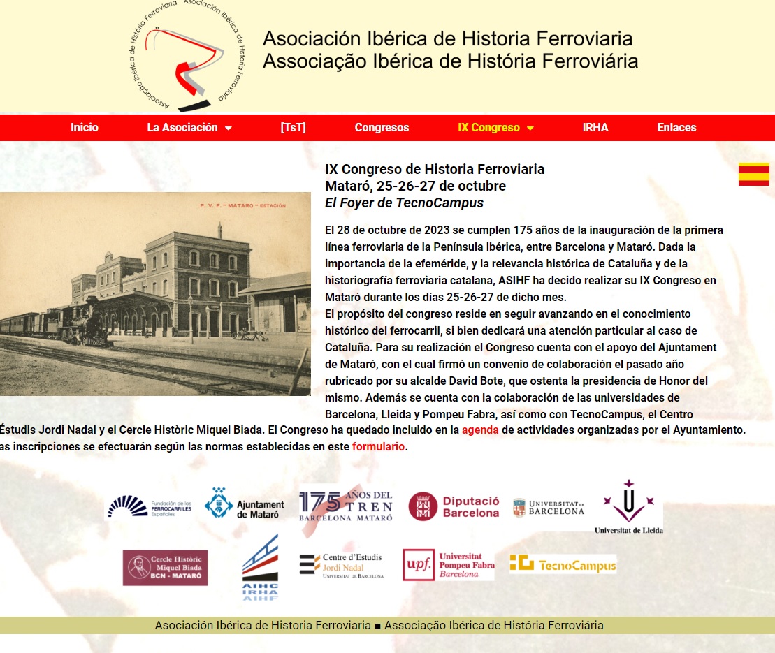 Ya están disponibles en la web del IX Congreso de Historia Ferroviaria (Mataró, 25-26-27 octubre) las comunicaciones que se leerán dentro de unos días por parte de los congresistas.
asihf.org/sesiones/
#175tren
#9CongresoMataro