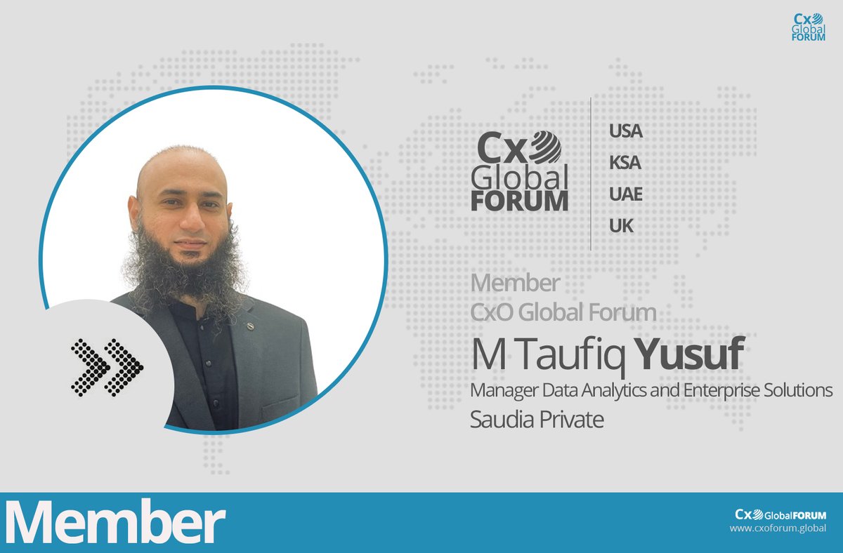 CxO Global Forum would like to welcome Muhammad Taufiq YusufManager Data Analytics and Enterprise Solutions Saudia Private to join the community as member.
Want to be a part of thought leaders community?
join now : cxoforum.global/cxo-global-mem…
#cxoglobalforum #thoughtleaders