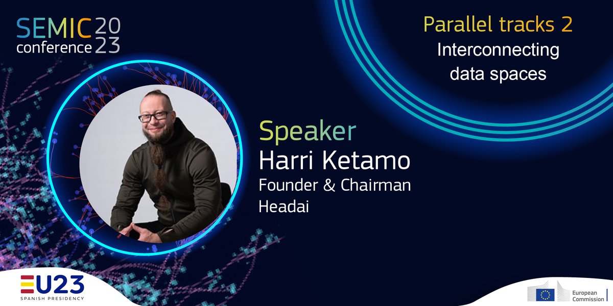 InteroperableEU's tweet photo. The Founder and Chairman of @headaiofficial, @HKetamo, will join the debate of the #SEMIC2023🎇 Conference on #Interconnecting #DataSpaces.
Hurry up with registering yourself if you want to be with us in #Madrid. On-site registrations will close soon!
👉https://t.co/kVTdTBvslU https://t.co/CXJLyc53yd