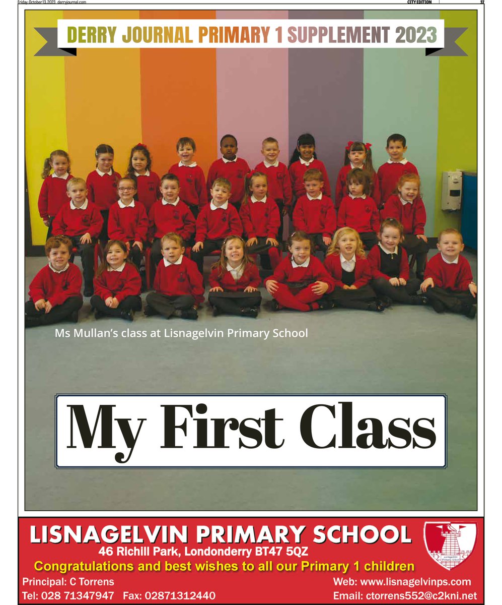 derryjournal's tweet photo. Don't miss Part 1 of 2 'My First Class' Primary 1 keepsakes featuring hundreds of local children inside today's #DerryJournal ... The Derry Journal, there with you through thick and thin for 251 years. #Derry https://t.co/EQKarWlnOX