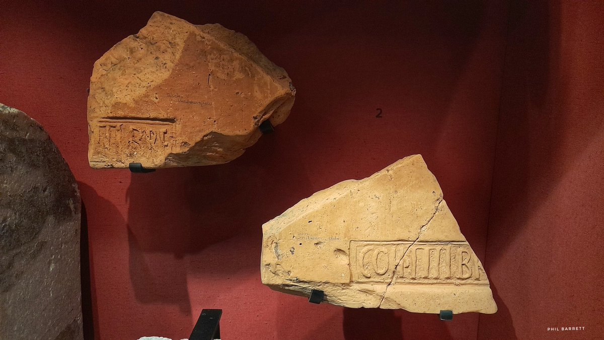 Phil_M_Barrett's tweet photo. Bit of local history for me. These #Roman tiles are from Slack Roman fort, #Huddersfield.
Stamped 'fourth Cohors Breucorum' (From the Balkans).
Slack was on the Chester to York road. They were possibly produced in the Roman tile kilns at Grimescar.

#FindsFriday #LeedsMuseum https://t.co/TULnDuQ3fl