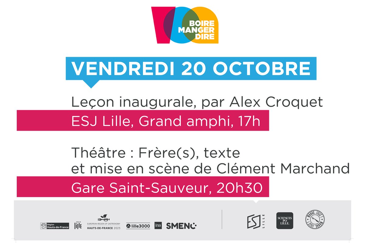 Rendez-vous dès le vendredi 20 octobre pour l'ouverture du festival Boire Manger Dire. Retrouvez le programme complet ici > rebrand.ly/festivalbmd

<a href="/ESJLille/">ESJ Lille</a> <a href="/MangeLille/">Mange,Lille!</a> @scpolille

#festival #lille #festivaljournalismeculinaire #esjlille #mangelille #sciencespolille