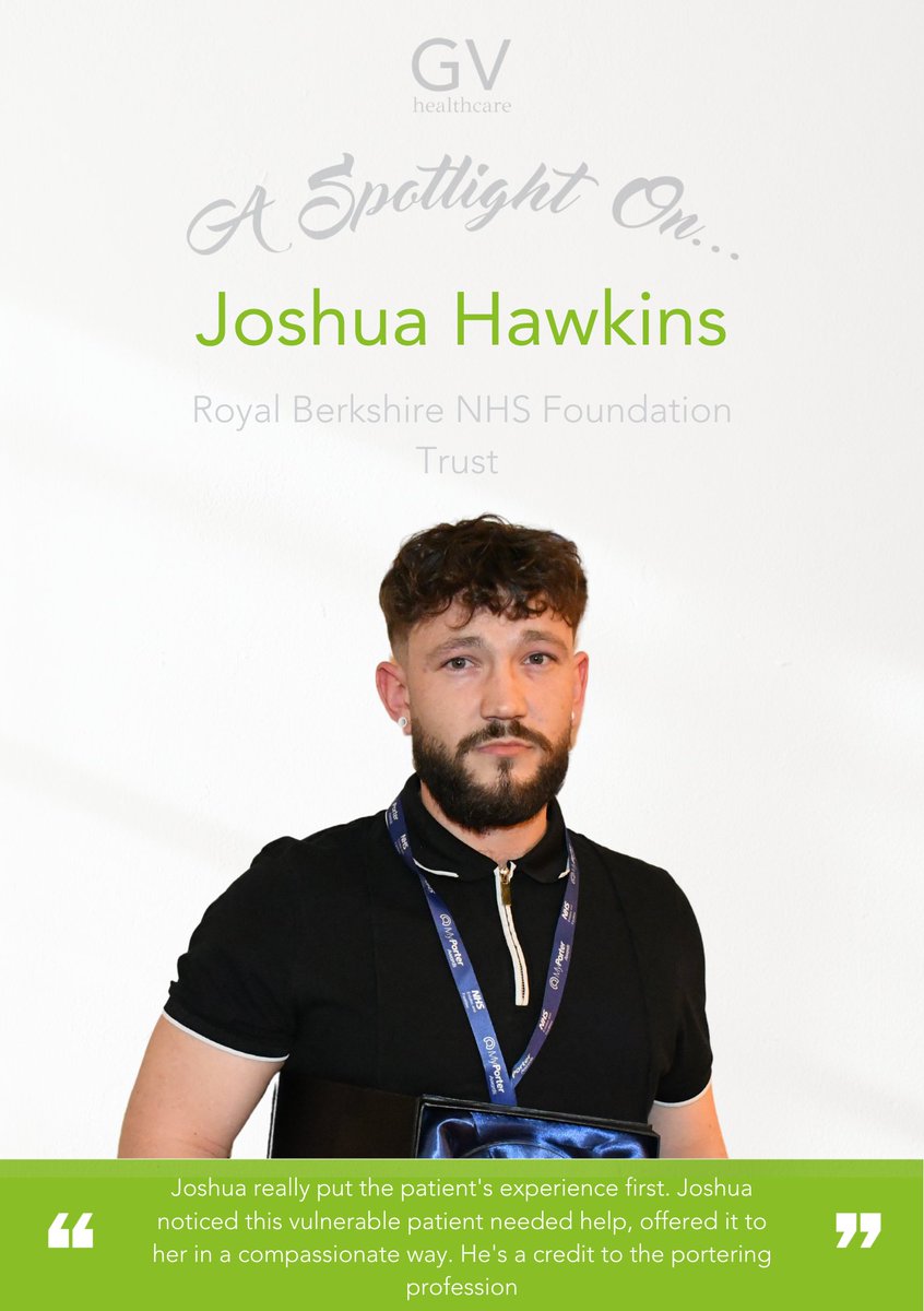 MyPorter_'s tweet photo. This week’s spotlight is on Joshua Hawkins, Porter at @RBNHSFT and winner of the Outstanding Contribution to Patient Experience Award at this year’s National MyPorter Awards ✨
Could you be the next award winner? Enter the 2024 awards 👇
https://t.co/rCnQLGZn2u

#HealthcareHeroes https://t.co/b2M8Rkc3j3