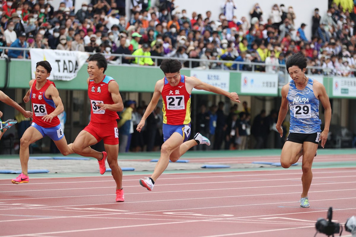 Getsuriku's tweet photo. #鹿児島国体
成年男子100m1.7 
多田修平（大阪・住友電工）10.11NGR
山縣亮太（広島・セイコー）10.12NGR

素晴らしいレースでした！！！ https://t.co/ojcsbYMWAN