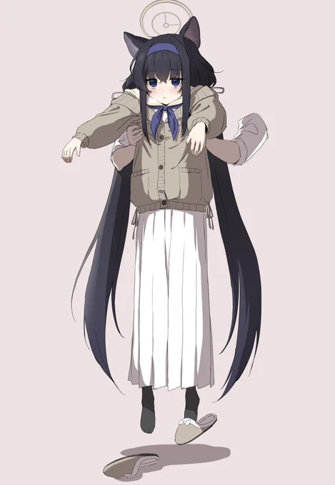 [再掲] 持ち上げたら伸びる猫ウイ  #ブルアカ