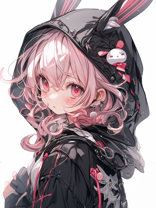 「hooded jacket pink hair」 illustration images(Popular)