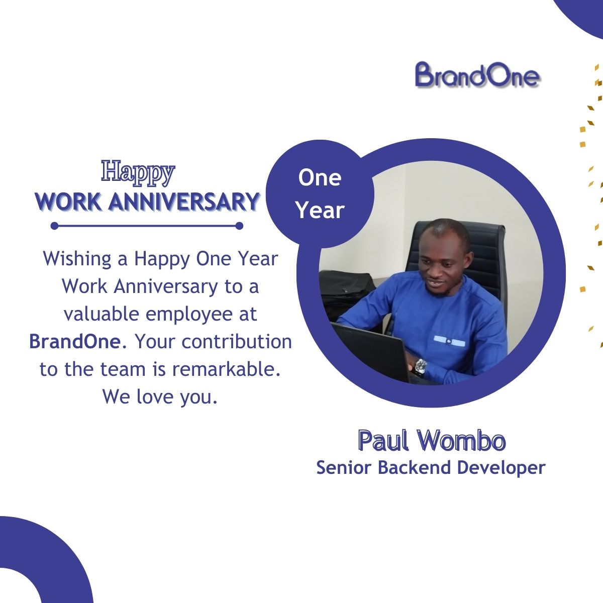 brandone_tech's tweet photo. Cheers to one amazing year! 🎉📷 Grateful for all your hard work and dedication. Here is to many more milestones together! 📷  #OneYearStrong #viral #tech #nigeria #grateful #innovation #bbnaija #success https://t.co/vU3emQQKIV