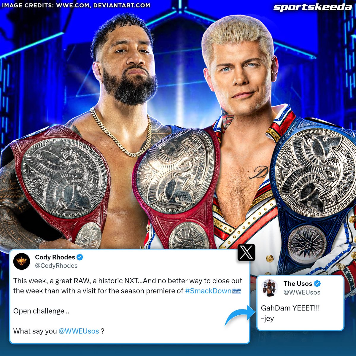 #CodyRhodes and #JeyUso announce an Open Challenge on #SmackDown!