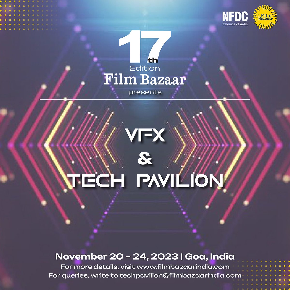 At Film Bazaar's Tech Pavilion 2023, showcase your cutting-edge VFX, Animation, VR, and CGI tech in filmmaking - a platform for your innovations. Contact techpavilion@filmbazaarindia.com for details. #FilmBazaar2023 #TechPavilion #filmtechnology #NFDC