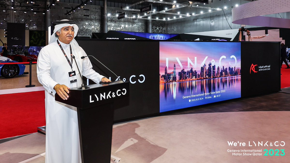 Lynkcoqa's tweet photo. Throwback to Lynk &amp; Co's launching in Qatar at the GIMS.

Lynk &amp; Co represents the newest addition to Auto Class Cars, a subsidiary of the Nasser Bin Khaled Group.

اطلاق Lynk &amp; Co في معرض جينيف الدولي.
و هي أحدث إضافة إلى شركة  اوتو كلاس التي هي تابعة لمجموعة ناصر بن خالد. https://t.co/ptffuW1kqX