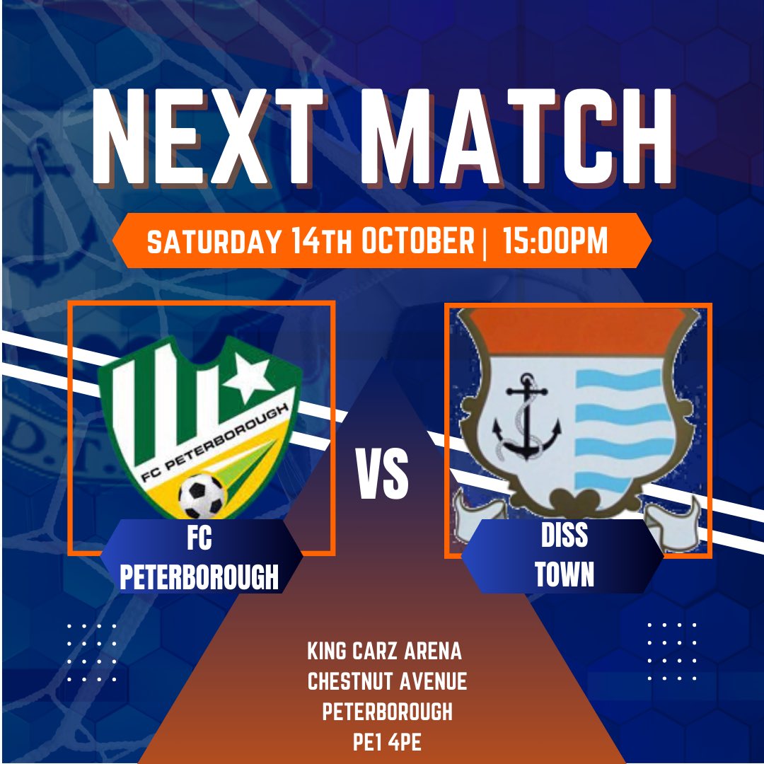 DissTownFC's tweet photo. Clash of the form teams as The @MoultonWindows Tangies travel to @fc_peterborough in the @ThurlowNunnFL tomorrow. https://t.co/kzzoxaG4LH