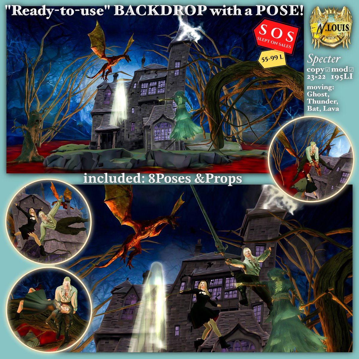 LouisDeBury's tweet photo. #sl #secondlife #Nlouis #slweekendsale #SleptOnSales
NEW RELEASE! →→ promo price 99L$
Slept On Sales, weekend limited sale!
N.LOUIS - BACKDROP
included: 8Poses &Props(sword)
moving: Ghost,Thunder,Bat,Lava
I look forward to welcoming you!
N.LOUIS
https://t.co/QfYTlz9TE1 https://t.co/IYyrtjff8Z