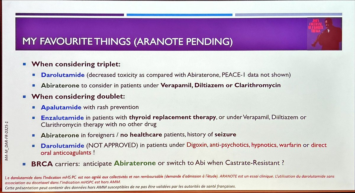 PBlanchardMD's tweet photo. Prof MO Timsit @UrologieParis explains how to chose between the different novel hormonal agents (Abi, enza, apa, daro) in the mHSPC setting.
#FOCUS23 #prostatecancer https://t.co/KRA2aEirDx