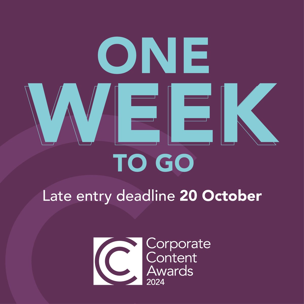 ⏱️Only one week until the late entry deadline!⏱️

Download the entry guide: bit.ly/3PSUeR1
Enter now: bit.ly/46Cq1Lk

Can’t make the late entry deadline on 20 October? Get in touch with Aaron at aaron.alderton@communicatemagazine.co.uk

#CorporateContentAwards