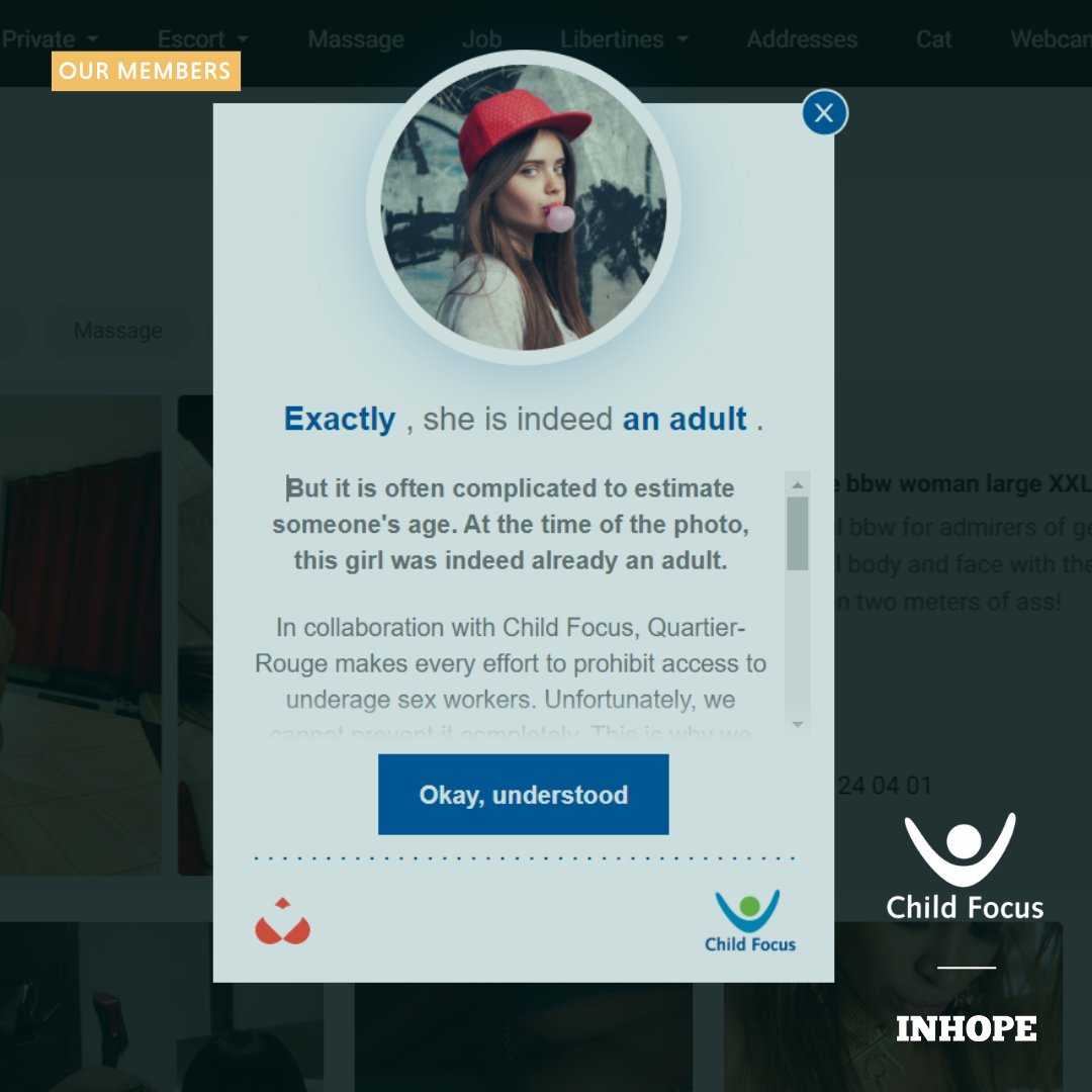 @ChildFocusNL and Quartier-Rouge, Belgium’s largest escort site, have joined forces to combat the exploitation of underage girls - Introducing the XXXtra Age Check quiz, raising awareness, and promoting age verification. 

Learn more: bit.ly/3M8G9wH  

#hotlineofthemonth