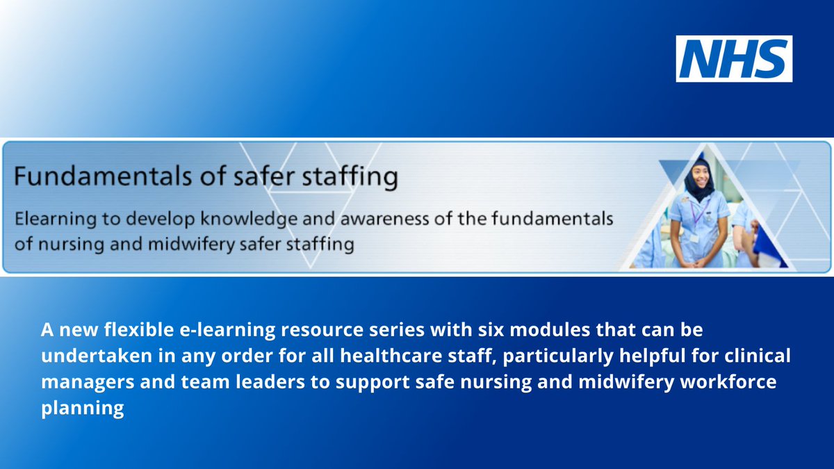 teamCNO 💙 (@teamcno_) on Twitter photo Fundamentals of Safer Staffing is an e-learning programme for nurses and midwives new to management posts or workforce roles and anyone seeking to learn more about the fundamental principles for safer staffing.
For details, visit: e-lfh.org.uk/programmes/fun…
#teamCNO <a href="/NHSE_TEL/">NHSE TEL Team</a> Fundamentals of Safer Staffing is an e-learning programme for nurses and midwives new to management posts or workforce roles and anyone seeking to learn more about the fundamental principles for safer staffing.
For details, visit: e-lfh.org.uk/programmes/fun…
#teamCNO <a href="/NHSE_TEL/">NHSE TEL Team</a>