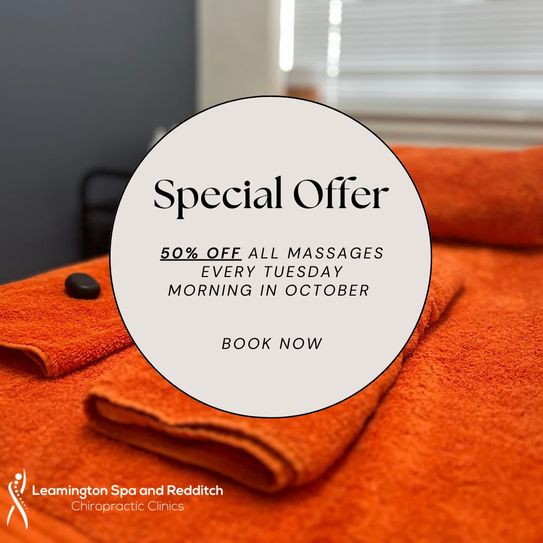 LSRChiro's tweet image. 50% off all massages every Tuesday morning in October, in both Redditch and Leamington Spa clinics!!

Call to book now on 01527 402762 or 01926 427354

#massage #offer #special #50%off #booknow