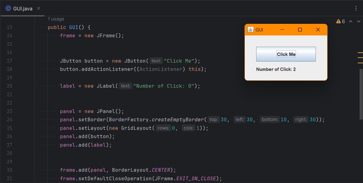 chiragkun's tweet image. Exploring the fundamentals to create a basic GUI in Java 💫🖥️
#JavaProgramming #LearningInPublic #GUIProgramming