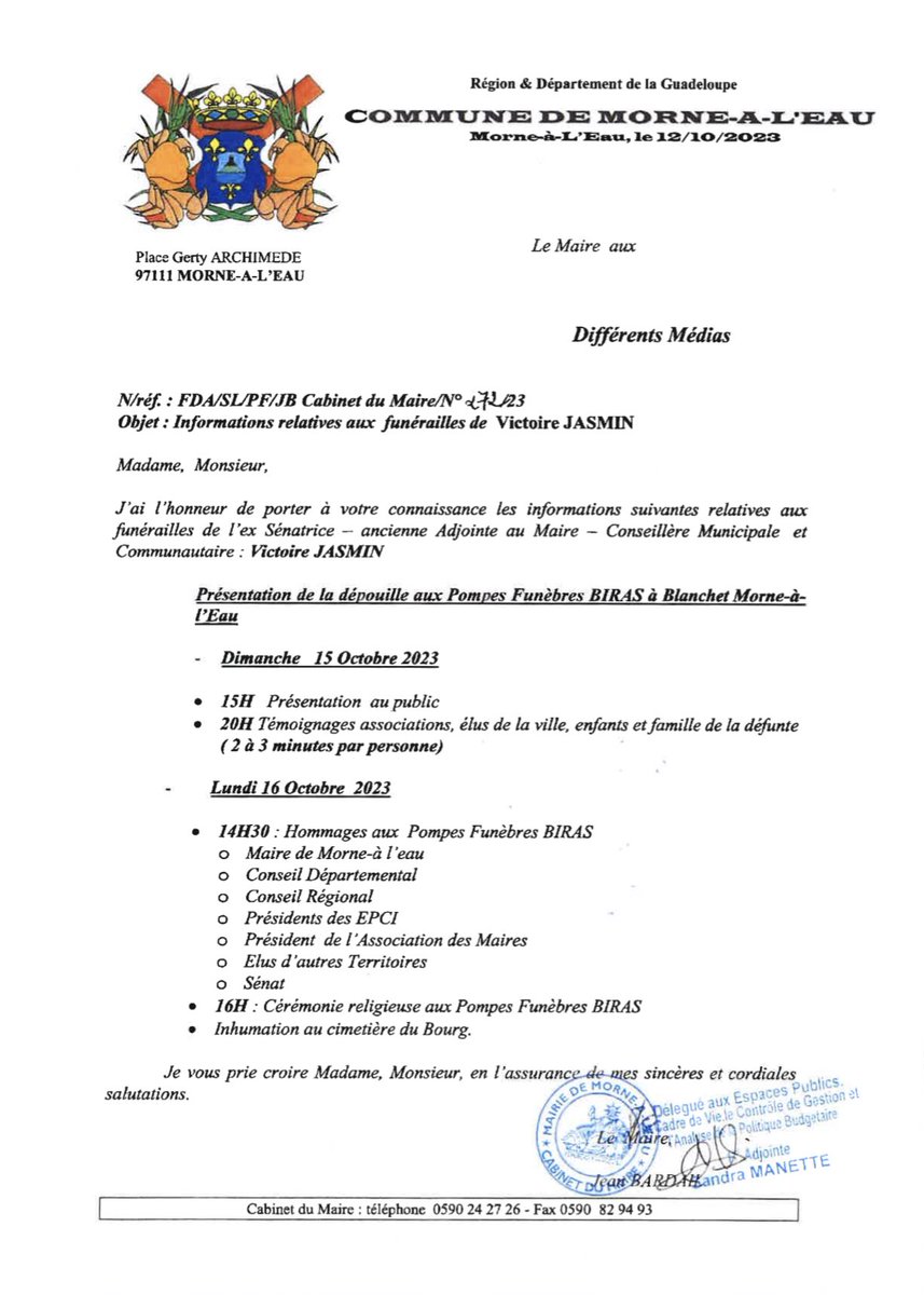 ⚫️ Informations - Obsèques de Victoire JASMIN