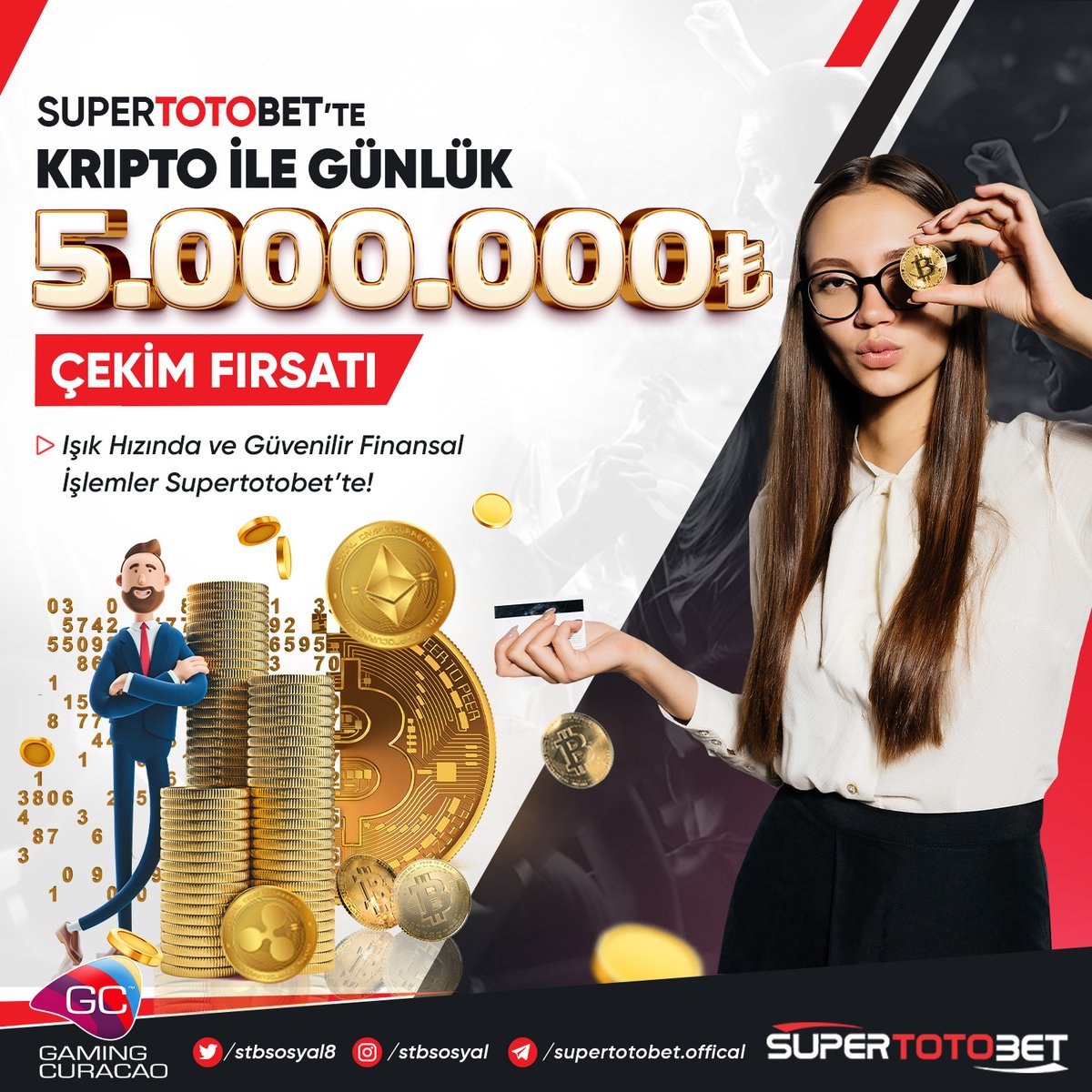 💰 Supertotobet'te Kripto Dönemi 🌐Kripto ile Supertotobet'te Günlük 🪙 5.000.000 TL'ye Kadar Çekim İmkanı! 🌐 Yatırım Çekim İşlemlerini Kripto İle ✅ Güvenli Ve Kolayca Yapabilirsin!