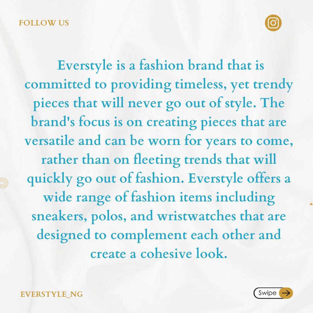 niyi_elixir's tweet image. WHO ARE WE?

Everstyle is a fashion brand that is committed to providing timeless, yet trendy pieces that will never go out of style. The brand&apos;s focus is on creating pieces that are versatile and can be worn for years to come.