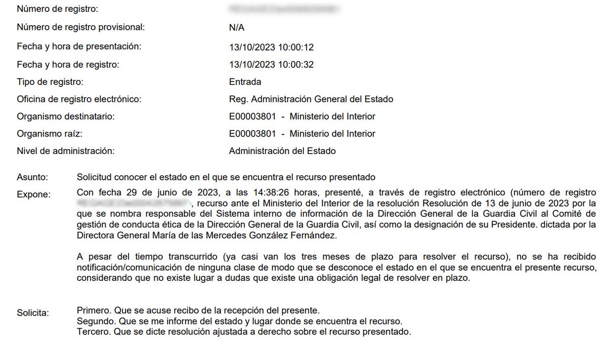 AUGC juridico (@augc_juridico) on Twitter photo Esta mañana he recordado a <a href="/interiorgob/">Ministerio del Interior</a> que no ha resuelto en el plazo de tres meses mi recurso ante resolución de <a href="/guardiacivil/">Guardia Civil</a>
No pueden ampararse en el silencio administrativo para imponer un recurso contencioso "con los ojos vendados" tiene obligación de resolver Esta mañana he recordado a <a href="/interiorgob/">Ministerio del Interior</a> que no ha resuelto en el plazo de tres meses mi recurso ante resolución de <a href="/guardiacivil/">Guardia Civil</a>
No pueden ampararse en el silencio administrativo para imponer un recurso contencioso "con los ojos vendados" tiene obligación de resolver