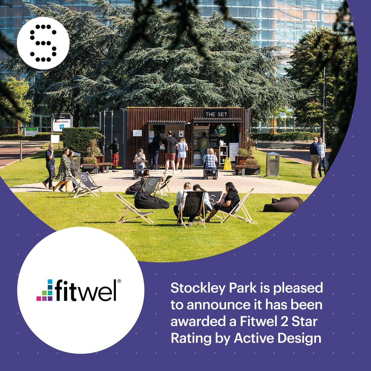 stockley_park's tweet photo. Stockley Park is proud to have been awarded a @fitwel 2 Star Rating by @active_design. This certification shows we are promoting occupant health & well-being to support physical, mental, and social health for all of our occupiers. #BuildingHealthforAll https://t.co/BVLUpkgniQ https://t.co/aPi9k1T8mB