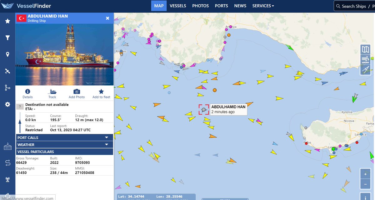 🔴 #SONDAKİKA Abdülhamit Han sondaj gemisi personelinin paylaştığı videoya göre, USS Gerald gemisi Abdülhamit Han gemisinin bir kaç mil açığınde bir süre bekledikten sonra Güneydoğu yönüne hareketine devam etti. Abdülhamit Han gemisinin Kıbrıs'ın batısında olduğu biliniyor.