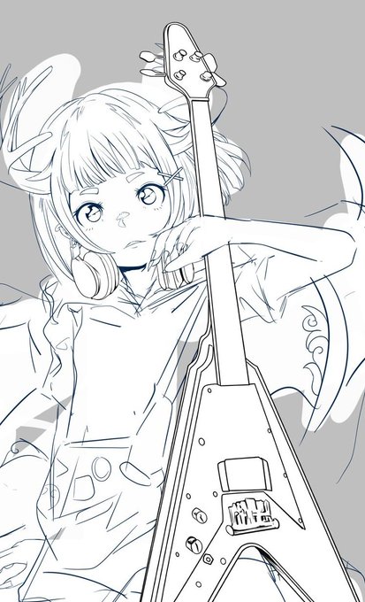 なんやかんやでひと区切がありましたので、新しいコンセプトとして、現代ファンタジーのガールズバンドをテーマにしばらくは描いていこうかと思ってますー🎸🐉 