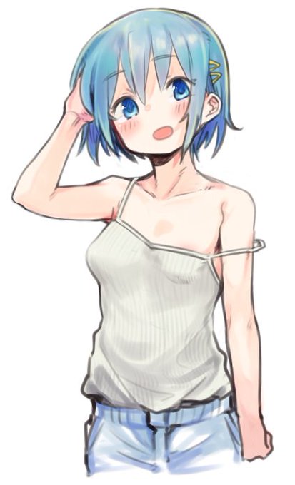 > 肩紐がずれ落ちてギリギリ見えるか見えないかのさやか #odaibako_damenano104 