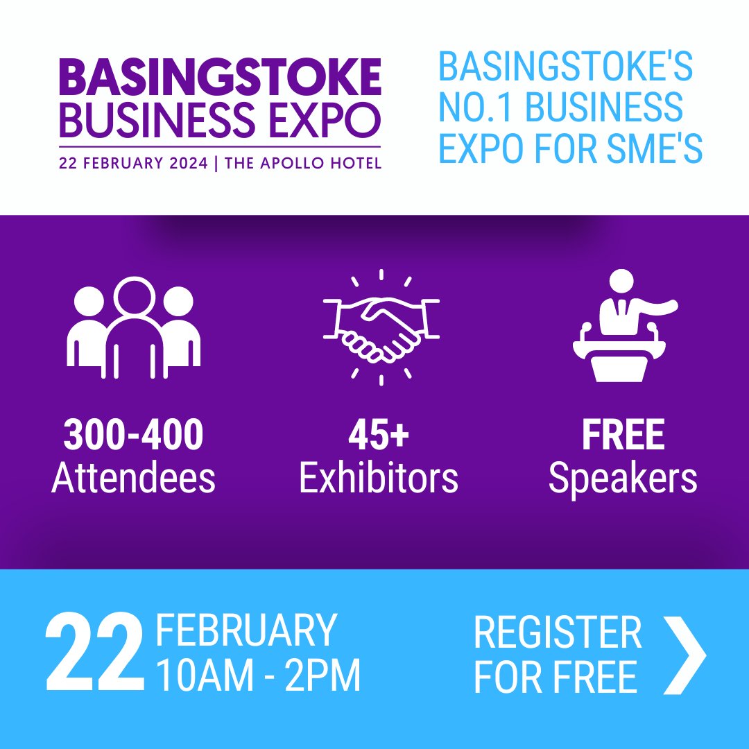 Grow your business ✨ Grow connections ✨ Join 250-350 businesses at #BasingstokeExpo on 22nd February, book early to secure your stand! b2bexpos.co.uk/event/basingst… #Basingstoke #BasingstokeBusiness