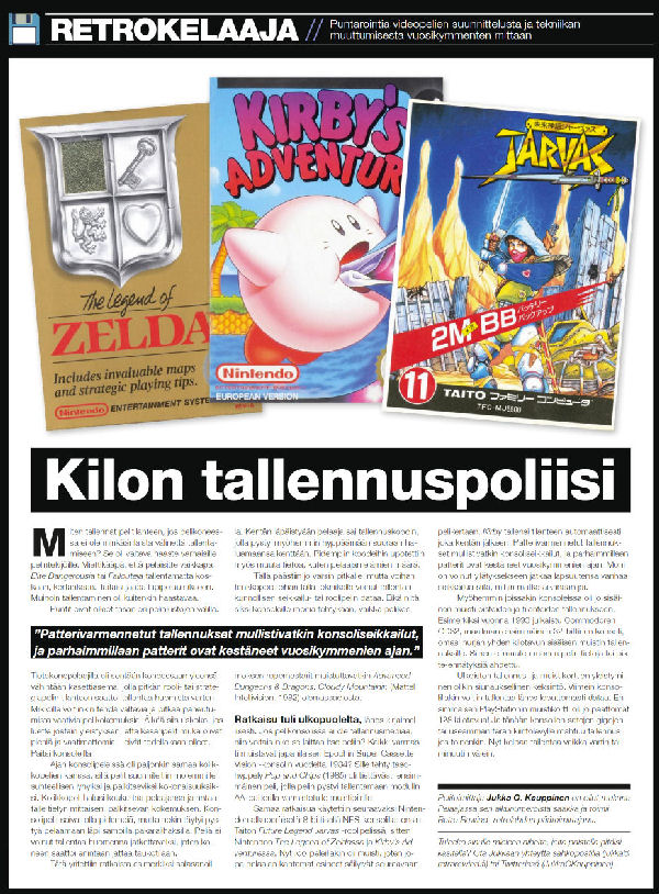 Uusimmassa #Pelaaja lehdessä (nro 250) on #retrokelaaja -palstan 41. teksti. Aiheena tällä kertaa pelikonsolien tallennusmediat - eli miten esim. tallennat muinaiskonsolissa roolipelin tilanteen...
 #pelaaja #pelaajalehti #retro #retropelit #retropelaaminen <a href="/pelaaja/">Pelaaja</a>