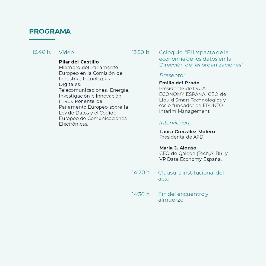 ¡Descubre quiénes nos acompañarán en el Data Economy Summit 2023! 🚀 🌐

Echa un vistazo al programa del evento y déjate inspirar por la diversidad de talentos que estarán presentes. ¡La innovación y el networking te esperan!

Regístrate aquí 👉 apd.es/jornada-data-e…