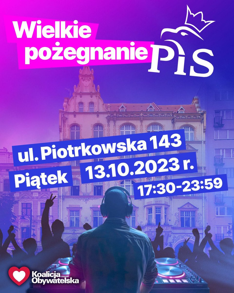 Do zobaczenia dziś o godz. 17:30 na OFF Piotrkowska Center ✌️ Wielkie pożegnanie PiS 🔥