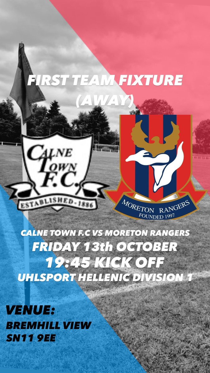 GAME DAY 2! We are on the road again with a trip to <a href="/CalneTownFC/">Calne Town FC</a> 
#UpTheRangers 💙❤️⚽️
