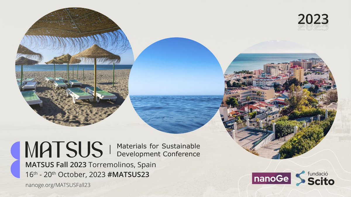 nanoGe_Conf's tweet image. 🟣Only a few days left until the highly-anticipated #MATSUS23 , the Materials for Sustainable Development Conference kicks off! You&apos;re still on time to secure your spot.

📆16-20 October 2023
📍Torremolinos, Spain

👉Make sure you register here: nanoge.org/MATSUSFall23/h…