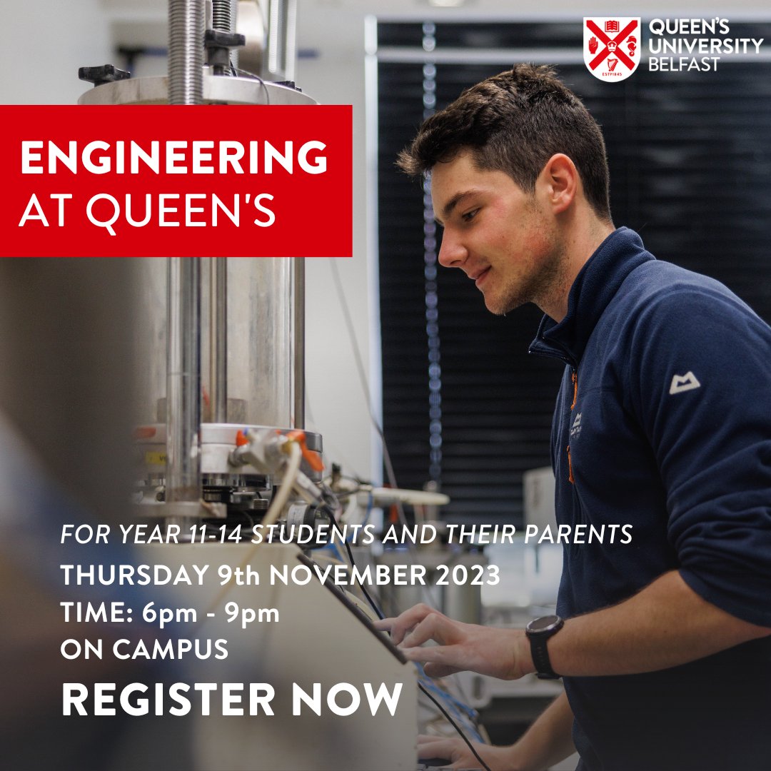 Sian Clifford (@sianclifford17) on Twitter photo Join us for Engineering at Queen's on Thursday 9th November at Queen's University Belfast.
Register here: qub.ac.uk/campaign/eps/u…
<a href="/CarrickfergusA1/">Carrickfergus Academy</a> <a href="/CarrickGrammar/">CarrickfergusGrammar</a> <a href="/cbsomagh/">Omagh CBS</a> <a href="/CFeirste/">Coláiste Feirste</a> <a href="/ColeraineGS/">ColeraineGrammar</a> <a href="/CookstownHigh/">Cookstown High School</a> <a href="/DalriadaSchool/">Dalriada School</a> <a href="/lasallebelfast/">De La Salle College</a> <a href="/DLSDownpatrick/">De La Salle High School - Downpatrick</a> <a href="/MaguircDean/">Dean Maguirc College</a> Join us for Engineering at Queen's on Thursday 9th November at Queen's University Belfast.
Register here: qub.ac.uk/campaign/eps/u…
<a href="/CarrickfergusA1/">Carrickfergus Academy</a> <a href="/CarrickGrammar/">CarrickfergusGrammar</a> <a href="/cbsomagh/">Omagh CBS</a> <a href="/CFeirste/">Coláiste Feirste</a> <a href="/ColeraineGS/">ColeraineGrammar</a> <a href="/CookstownHigh/">Cookstown High School</a> <a href="/DalriadaSchool/">Dalriada School</a> <a href="/lasallebelfast/">De La Salle College</a> <a href="/DLSDownpatrick/">De La Salle High School - Downpatrick</a> <a href="/MaguircDean/">Dean Maguirc College</a>